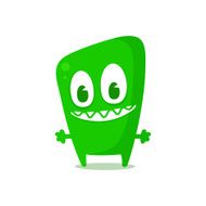 Happy green monster vector illustration