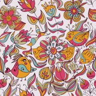 Seamless floral pattern with birds N17