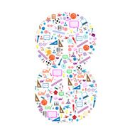 colorful school number background with media icons N10