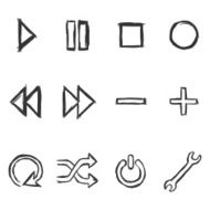 Vector Set of Sketch Audio Player Buttons