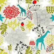 Seamless pattern with giraffe and flowers