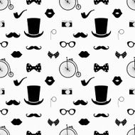 Hipster Black and White Seamless Pattern N3