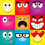 Vector Cartoon Set Of Different Cute Faces N7