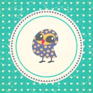 Vintage owls greeting card and hearts seamless background N5