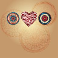 Bright love card on three circles background