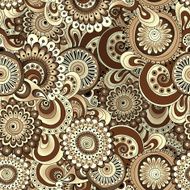Seamless floral pattern with doodles and cucumbers N8