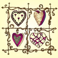 Original drawing doodle hearts N3