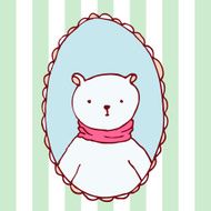 Illustration with bear portrait in frame pastel colors N2