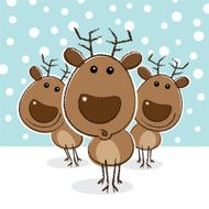 Surprised Reindeer in a Herd