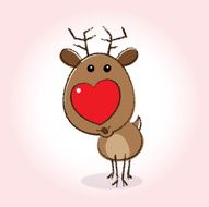 Reindeer with Red Heart Nose