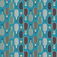 Seamless vector alcohol bottles pattern on blue N3