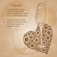 Wine Glass With The Doodle Circular Pattern Grunge Background N4