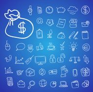 doodle office business icons set vector N4