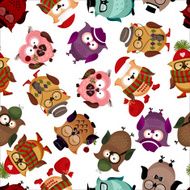 Seamless pattern with funny owls N3