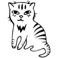 Vector Tabby cat Black outline sketch