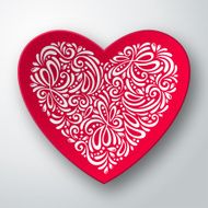 Three dimensional heart with white pattern