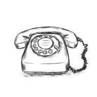 Vector Sketch Illustration - Old Rotary Phone N2