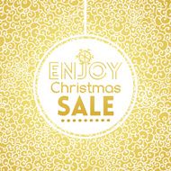 Gold Christmas Sale on doodle seamless pattern