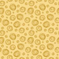 Yellow seamless summer doodle round texture