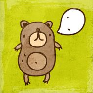 Bear With Speech Bubble on Grunge Background