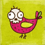 Bird With Skull on Grunge Background