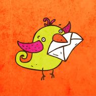 Bird With Envelope on Grunge Background