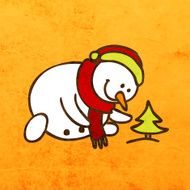 snowmas looking at tree