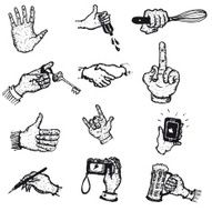 Doodle Hands In Action Icons