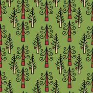 Doodle seamless pattern with christmas tree