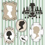 vintage frames with ladies silhouettes N4