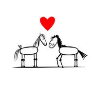 Couple of horses in love sketch for your design