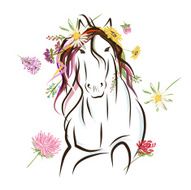 Floral horse for your design Symbol of 2014 year N4