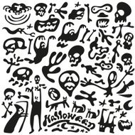 Halloween evil monsters - doodles set N2