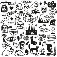 Halloween evil monsters - doodles set N3