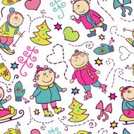 Christmas seamless pattern with children N2