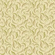 Seamless linear ornate pattern with leaves