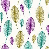 Seamless linear graphic texture with leaves