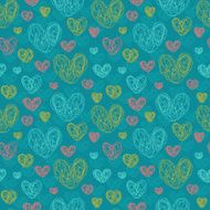 Seamless cute doodle texture with hand drawn hearts