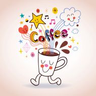 Cartoon coffee cup cute character N2