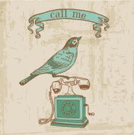 Vintage Telephone with a Bird N2