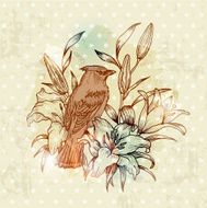 Doodle Bird With Flowers