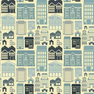 Vector seamless pattern with houses and buildings