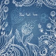 Greeting card with flowers on denim background