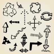 Hand Drawn Doodle Arrows Set
