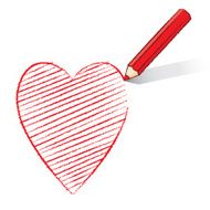 Red Pencil Shading Ace of Hearts Playing Card Icon N2