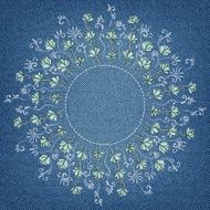 Banner on denim background with flowers N21