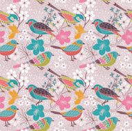 Seamless floral pattern with birds N18