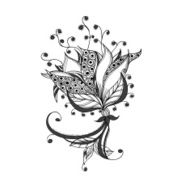 Fantasy flower black and white tattoo pattern N2