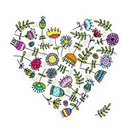 Sketch of floral heart for your design