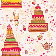 seamless cake pattern with rabbit